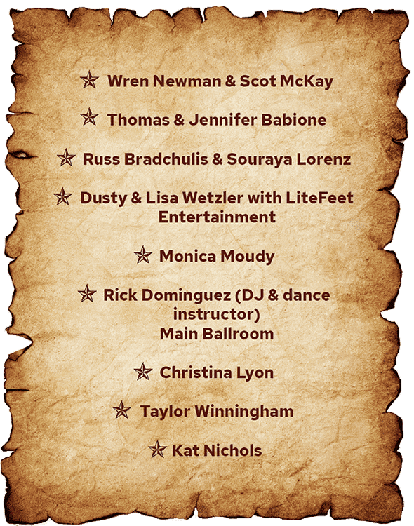 A list of names with star icons, possibly credits or acknowledgments.