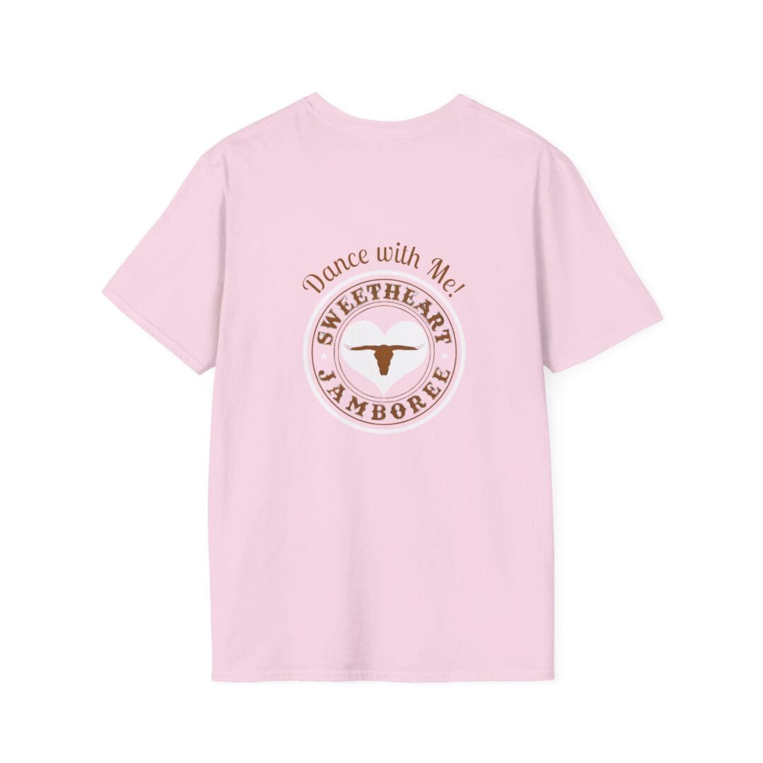 Pink shirt with "Dance with Me" design.