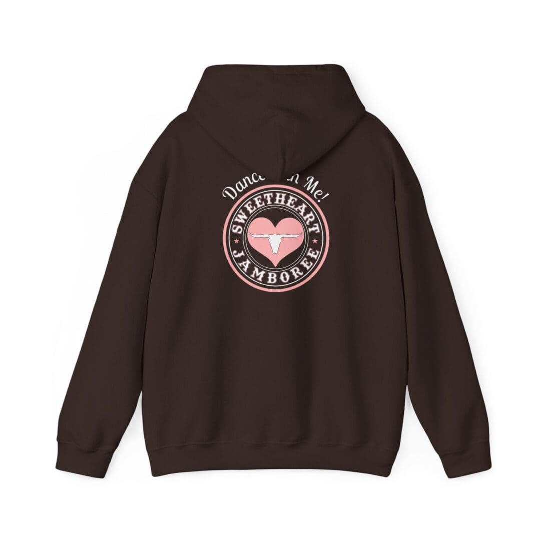 Brown hoodie with Sweetheart Jamboree logo.