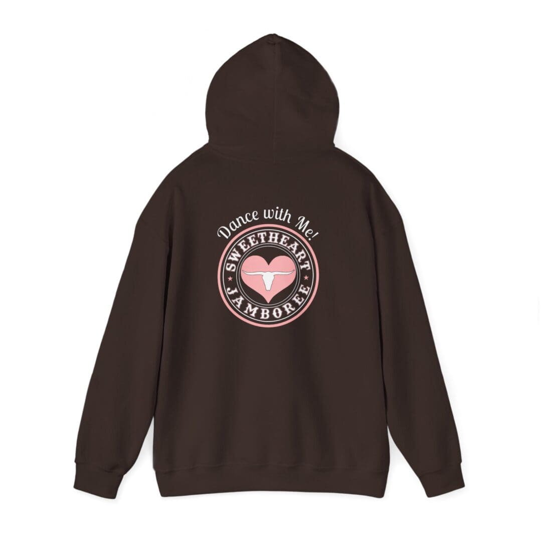 Brown hoodie with "Dance with Me" design.